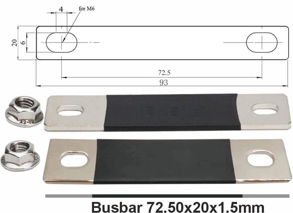 Busbar 72.50x20x1.5mm
